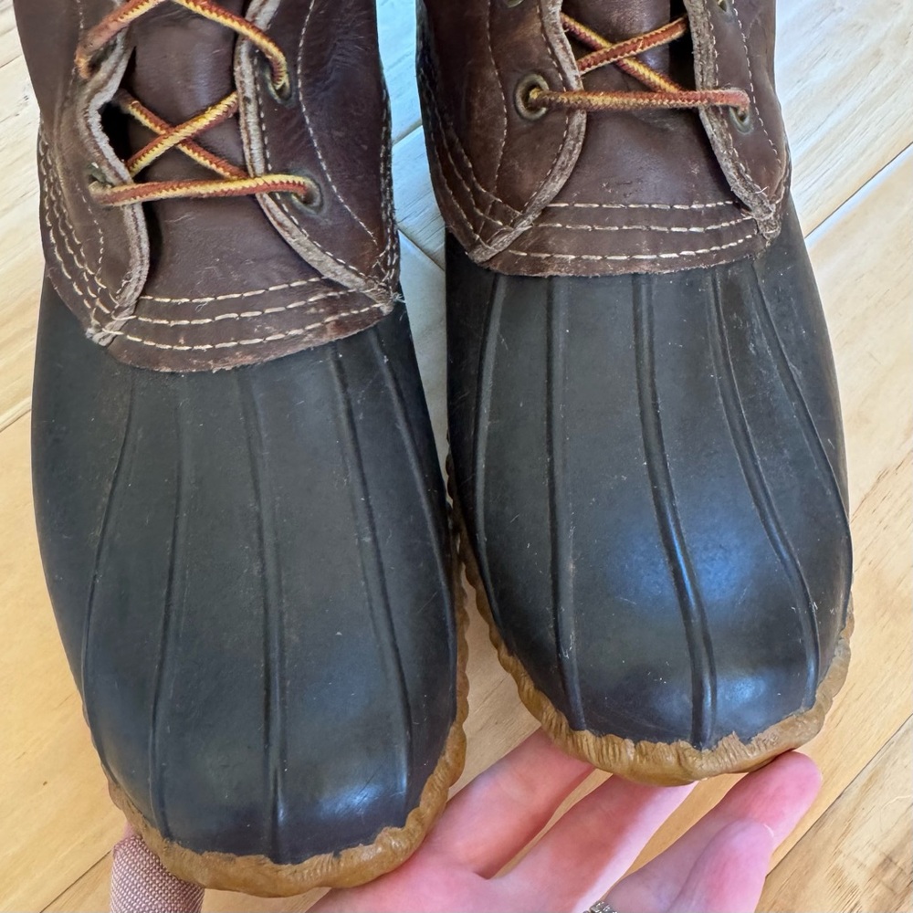 LL Bean Boots vtg men’s 10 eye tall lace up brown leather Sherpa logger size 10 - Picture 7 of 14